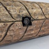 Hand-carved Wooden Double Door Handle with Wheat Spike Design, 1900s