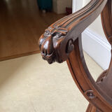 Gothic Curule Dagobert armchair in carved walnut, 19th century