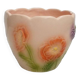 Barbotine earthenware planter with poppy flower decor