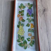 Terracotta plate signed P.Boy, glazed artisanal ceramics.