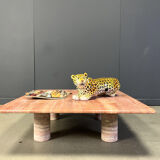 Angelo Mangiarotti red travertine coffee table for Up&Up, Italy