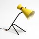 Large Mid Century Modern tripod table lamp with yellow diabolo lampshade