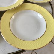 lot of 6 hollow plates Moulin des Loups textured canary yellow 50s