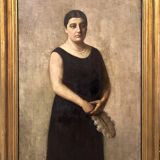 Large portrait of a woman, oil on canvas, signed A.RAMON, 1935, 111 x 152 cm, with frame