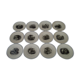 12 plates to desicate in Digoin Sarreguemines earthenware the months