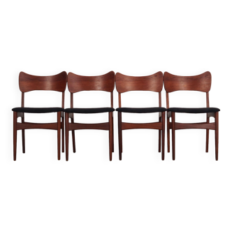 Ensemble de quatre chaises en teck, design danois, années 1960, production: Danemark