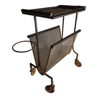 attributed to Mathieu Matégot trolley in perforated metal