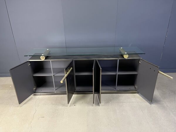 Crédence en laiton vintage par Belgochrom, années 1980