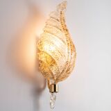 Frosted glass leaf wall lamp by Hillebrand, Germany, 1970s