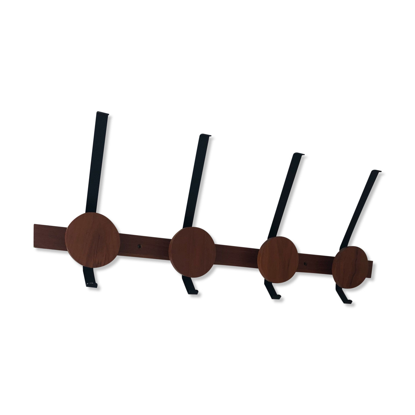 Teak and metal hooks