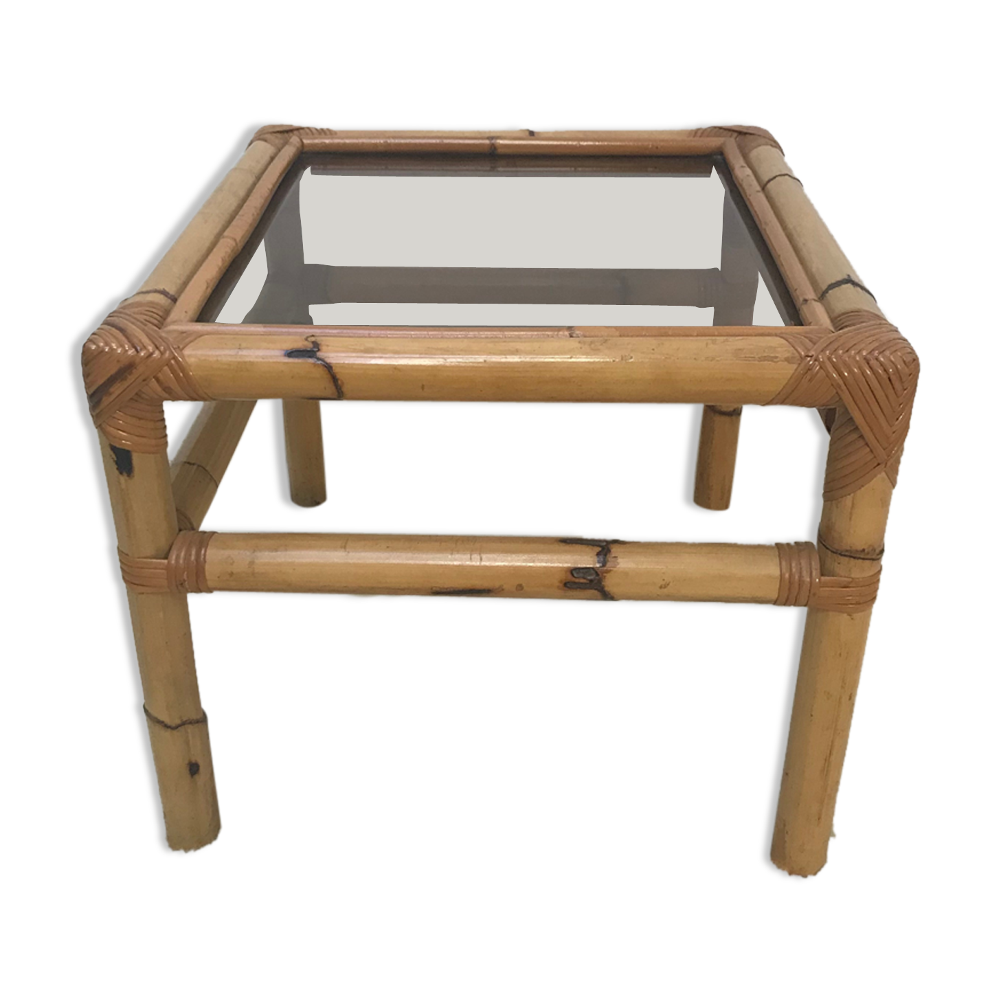 Bamboo coffee table and smoked glass