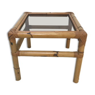 Bamboo coffee table and smoked glass