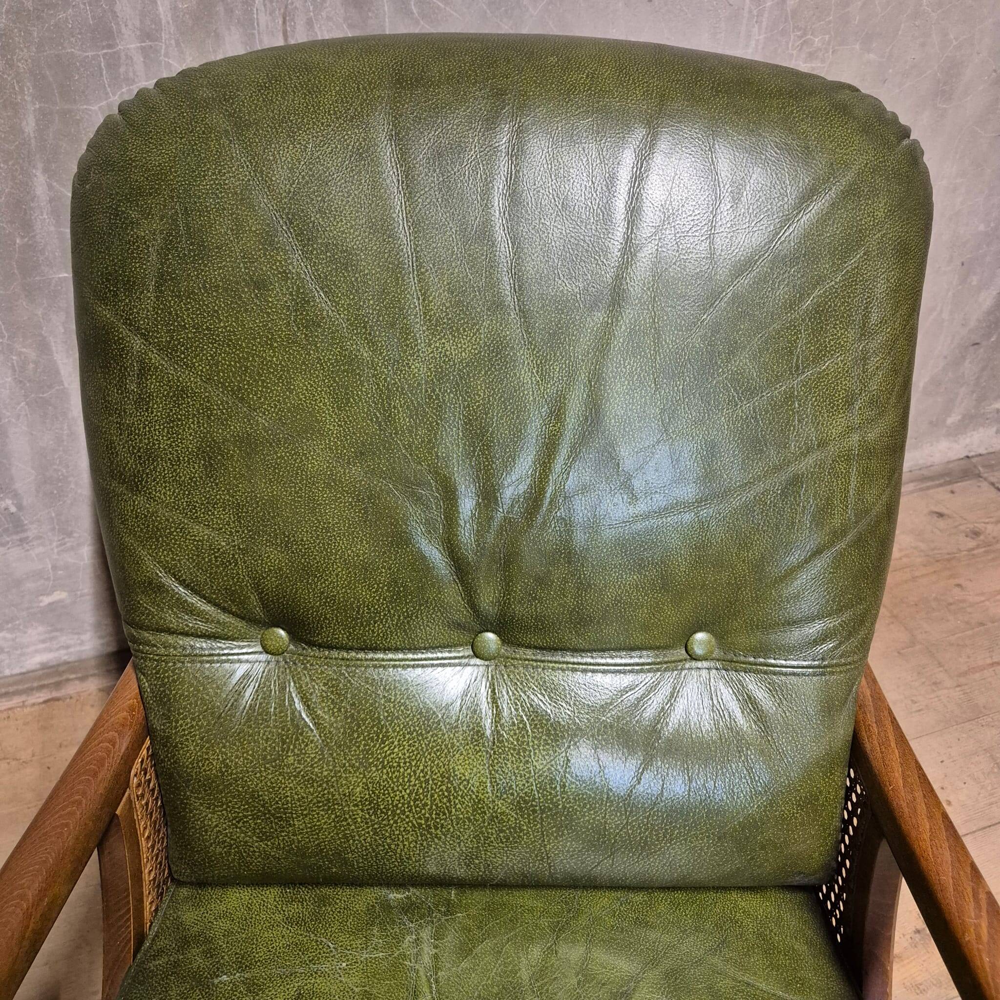 Mid-century lounge armchair, cane sides, 1960s