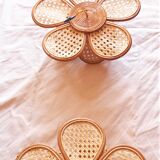 3 hanging lamps in rattan 1980s, rattan and braiding