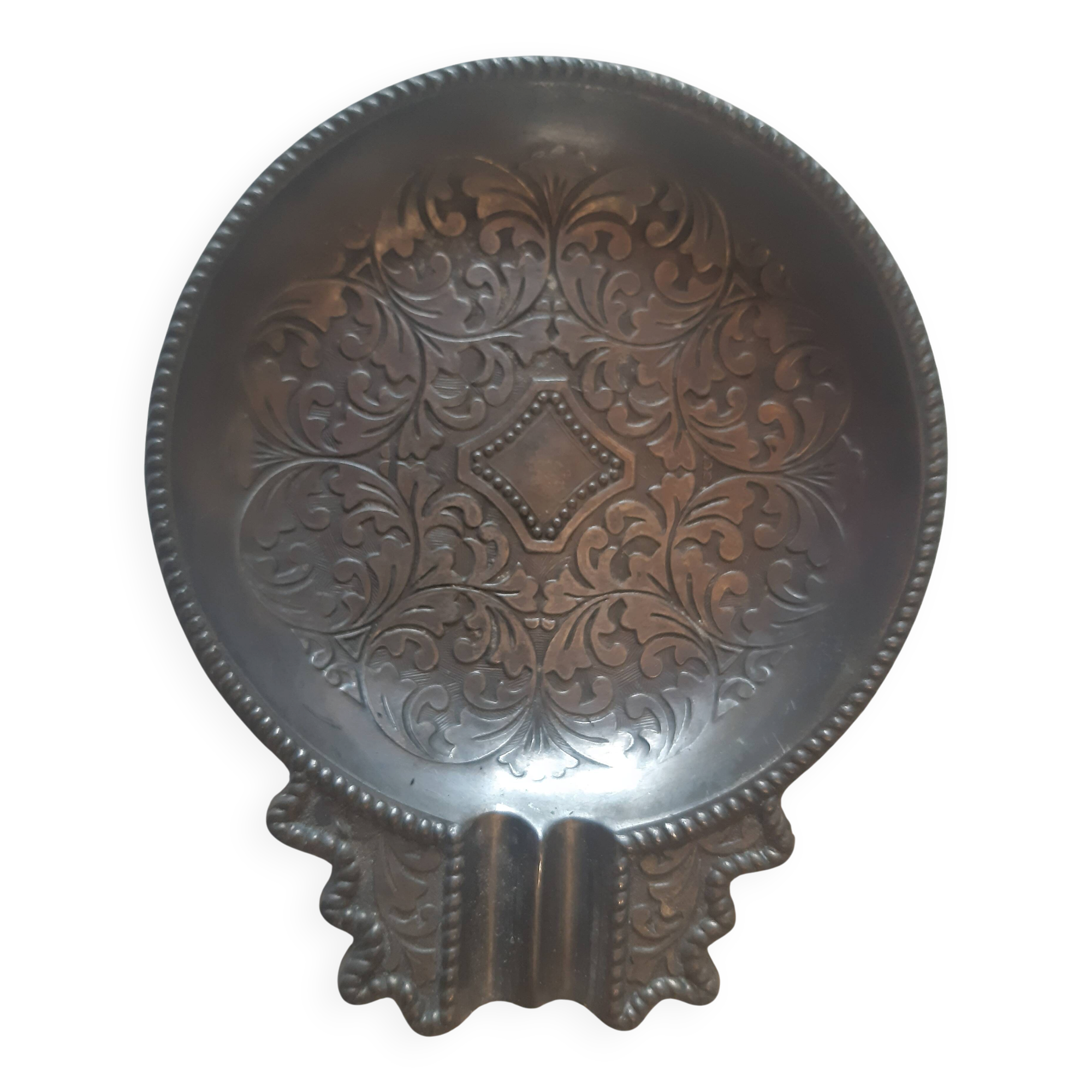 Decorated pewter ashtray