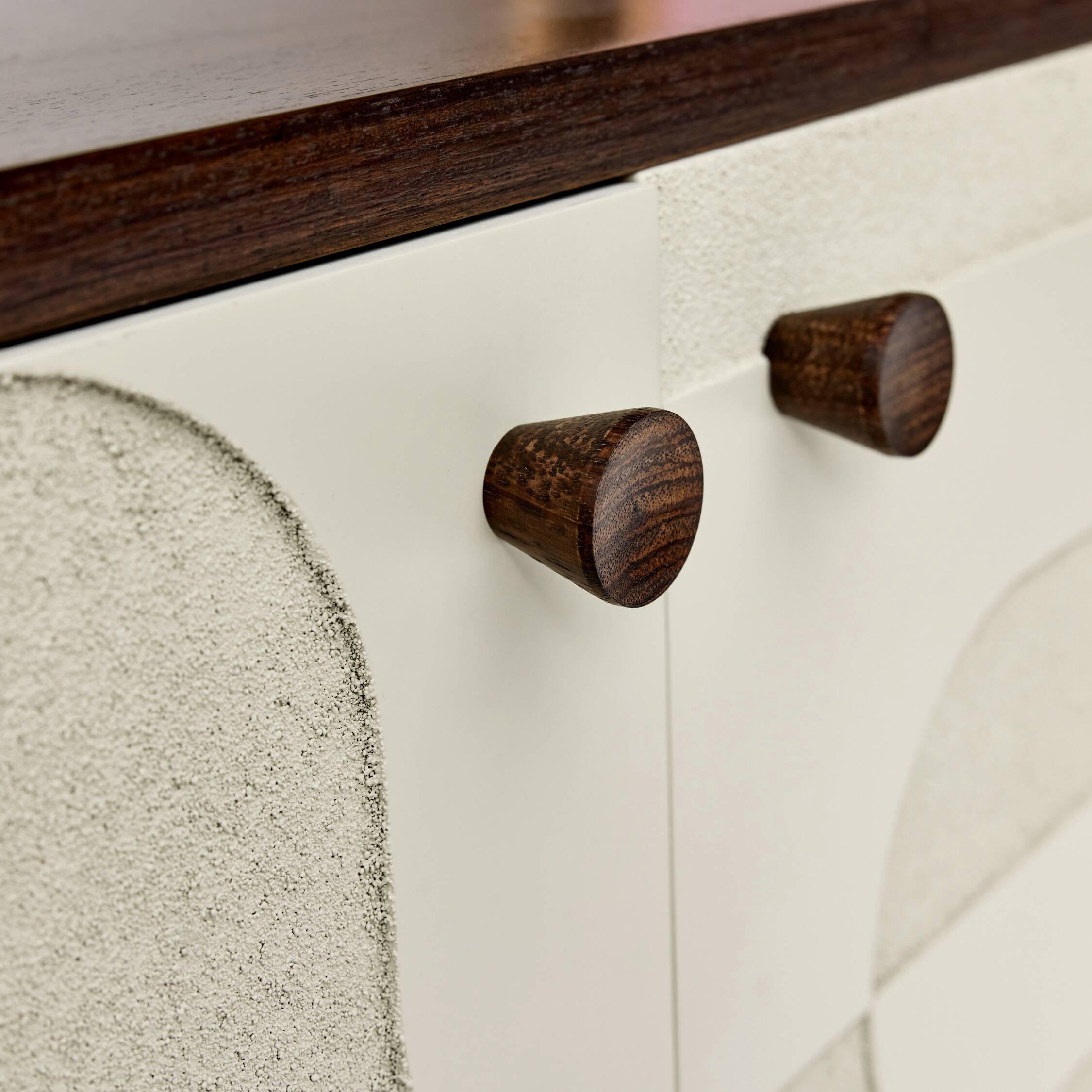 Vintage sideboard with handmade relief surface, metal, Germany, 1960s