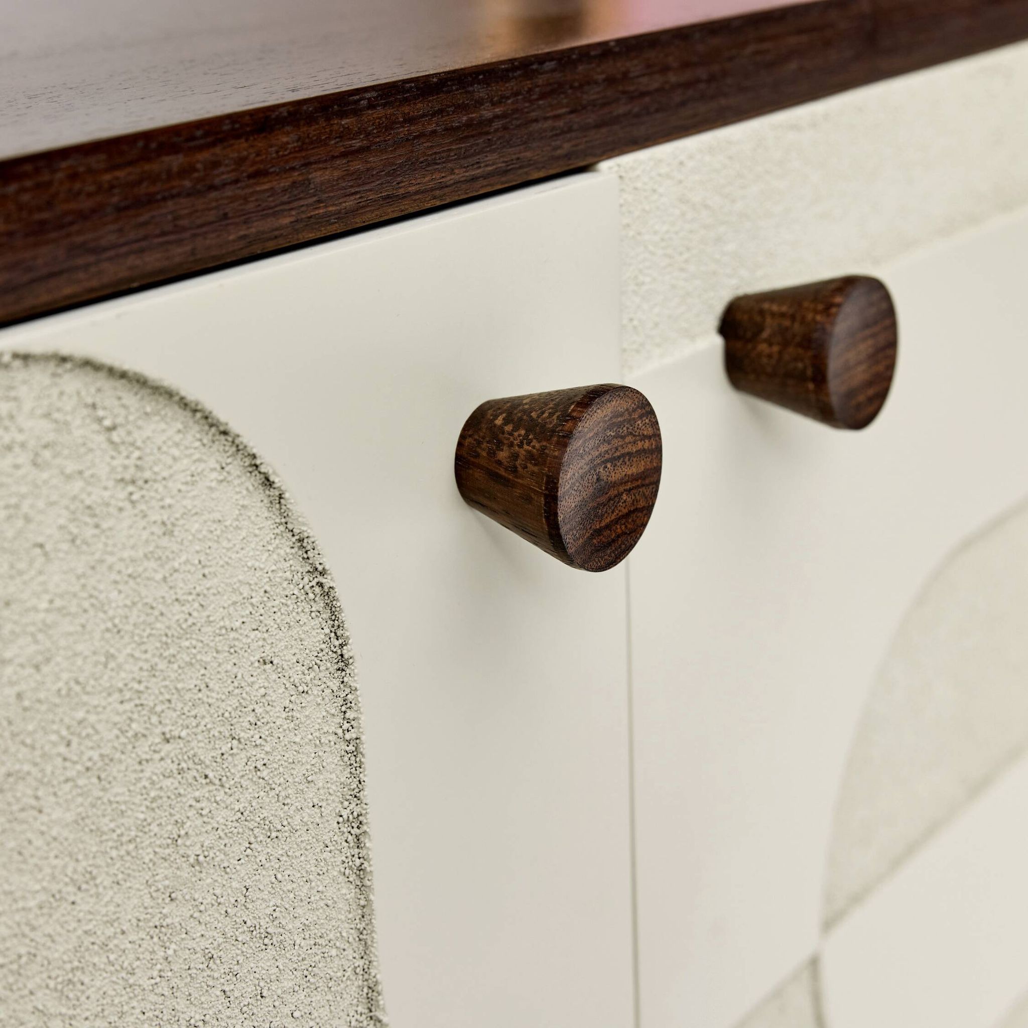 Vintage sideboard with handmade relief surface, metal, Germany, 1960s