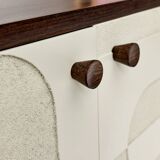 Vintage sideboard with handmade relief surface, metal, Germany, 1960s