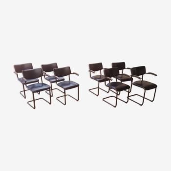 Série de 8 fauteuils en cuir