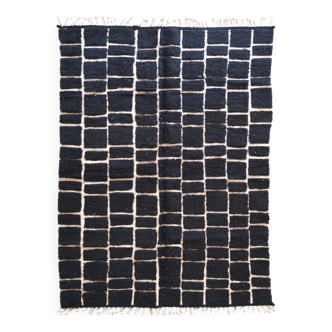 Black Moroccan Checkered Rug - 289 x 200 cm