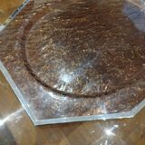 Large smoked lucite tray surrounded by chrome metal, 1970s