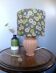 Coral tar ceramic lamp, khaki lampshade with flowers.