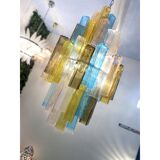 Lustre du 21e siècle en verre de Murano multicolore "quadrillé".