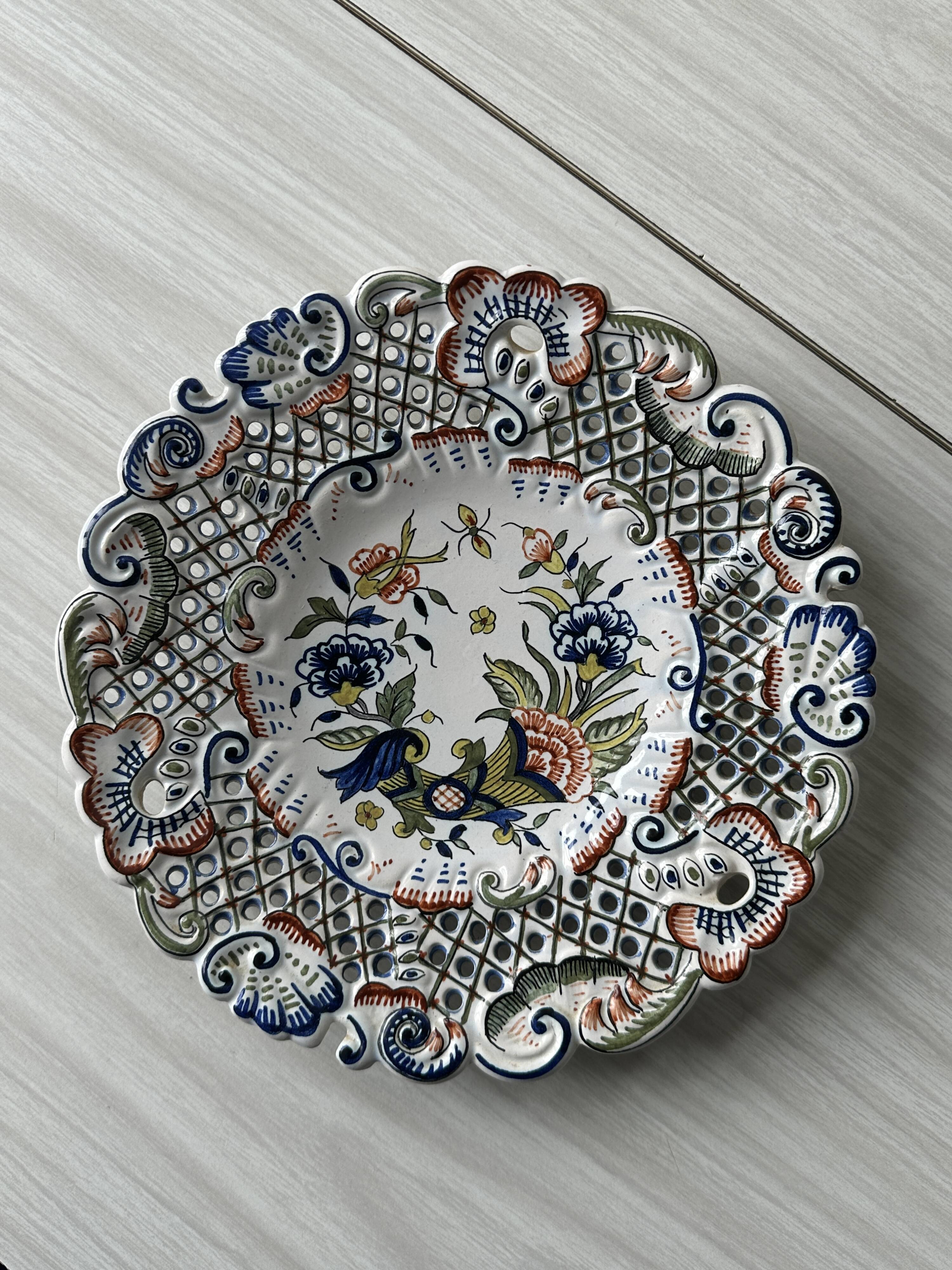 Openwork earthenware plate from Rouen