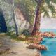 940s French Oil Landscape – Lake View from Aix-les-Bains, Signed Painting