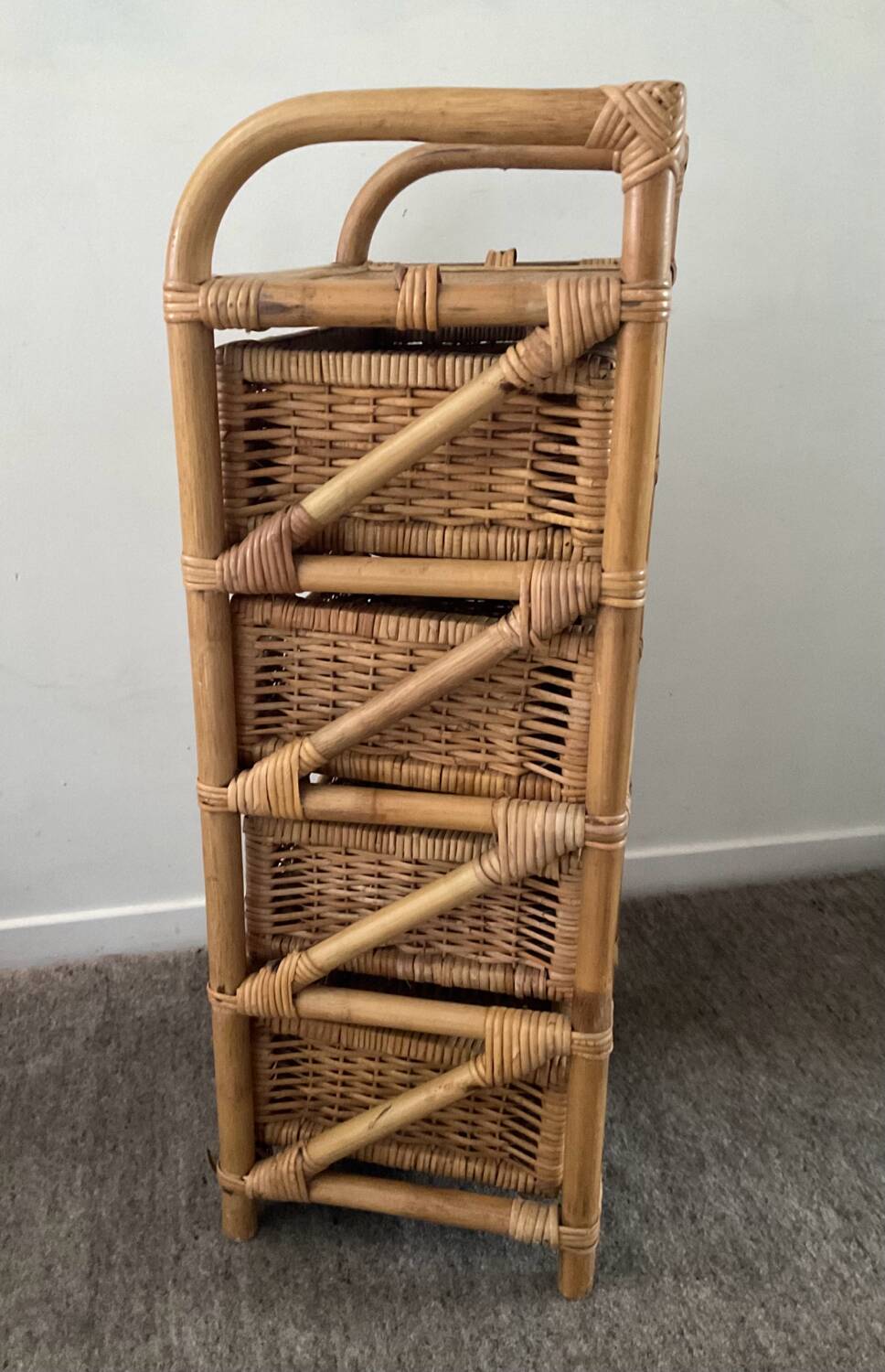 Vintage rattan chiffonier from the 70s