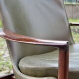 Ib Kofod Larsen for Fröscher Sitform olive leather Lounge Chair