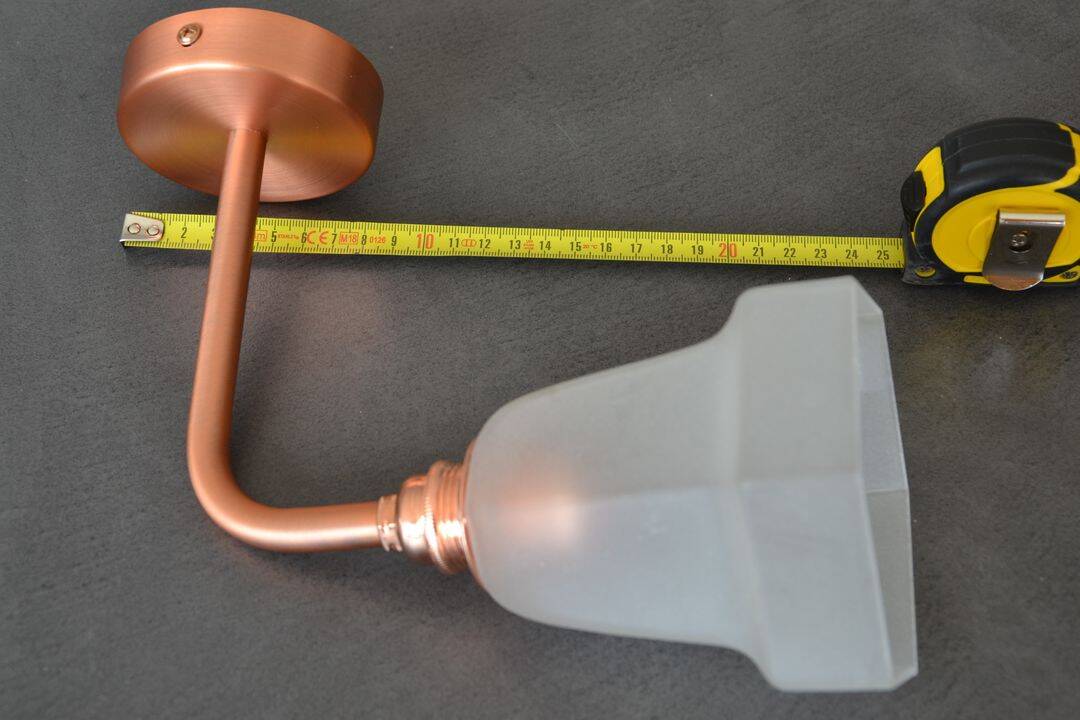 Frosted glass wall light and copper support