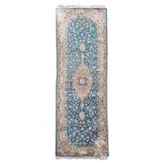 Kerman runner carpet in antique silk, hand-knotted from the 1940s.