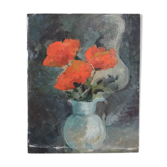 Peinture huile «Les Coquelicots»