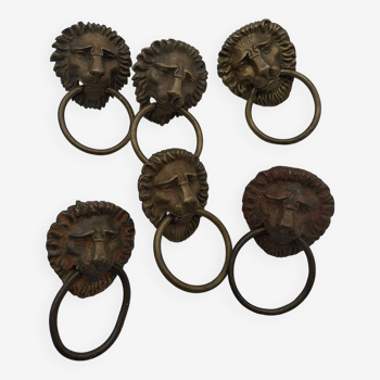 Old lion head furniture handles in brass/bronze.