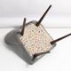 Grey boucle shell chair, dark beech wood, Poland, 1960s.