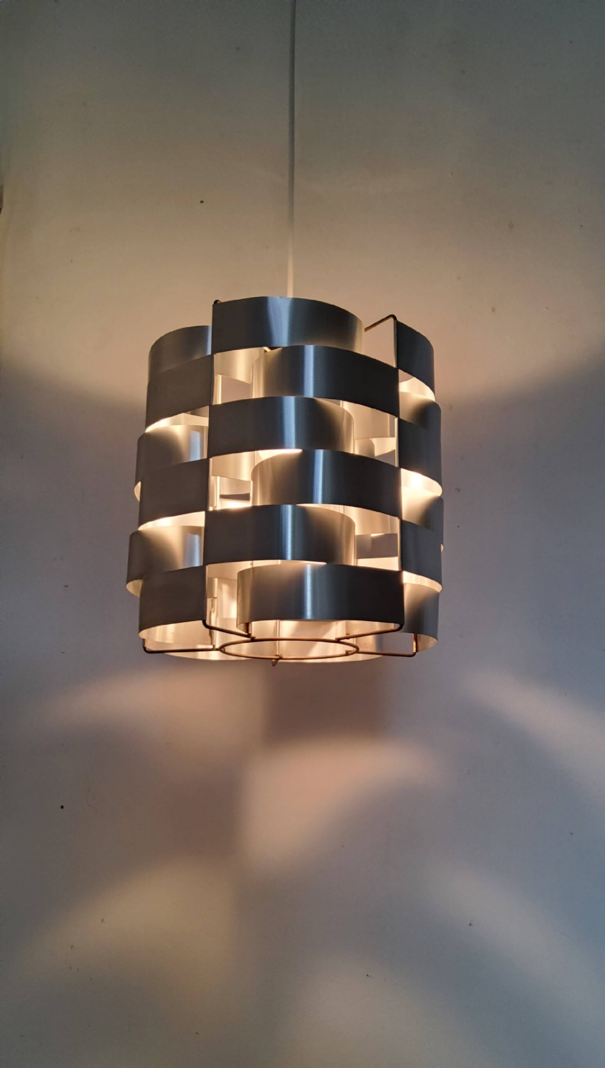 Max Sauze vintage pendant light in brushed aluminum