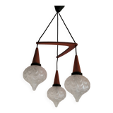 Boomerang Cascade Pendant Chandelier in Teak and Glass from Philips, 1950s