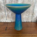Antique Scandinavian Vintage Blue & Green Ceramic Cup Candle Holder
