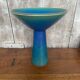 Ancien Bougeoir Coupe Céramique Bleue & Verte Scandinave Vintage