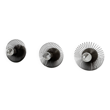 Set of 3 vintage wall lights, metal, France, 1970.