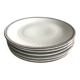 6 dessert plates with silver border in white porcelain