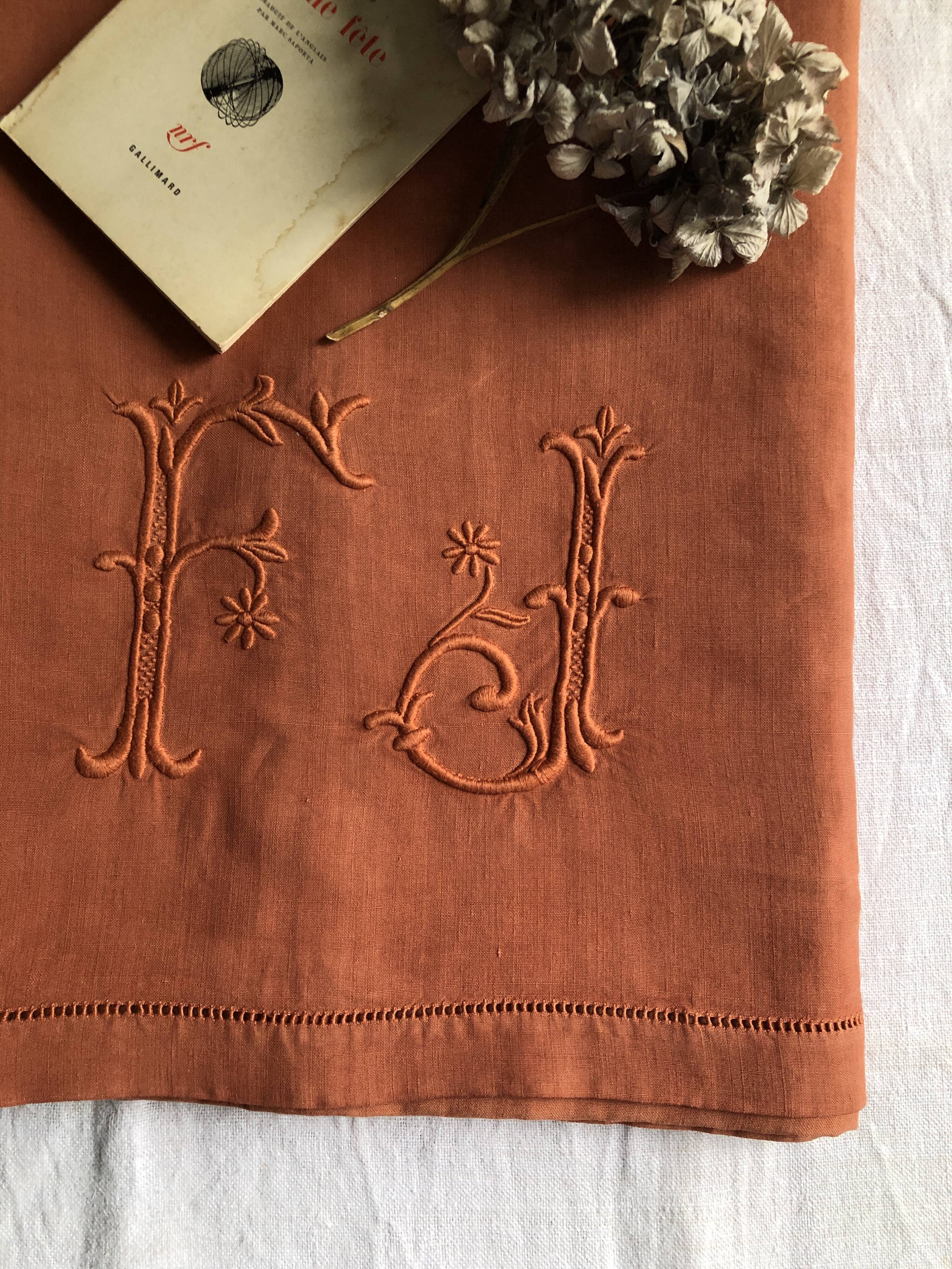 Old cloth in pure washed linen tinted in earthen
