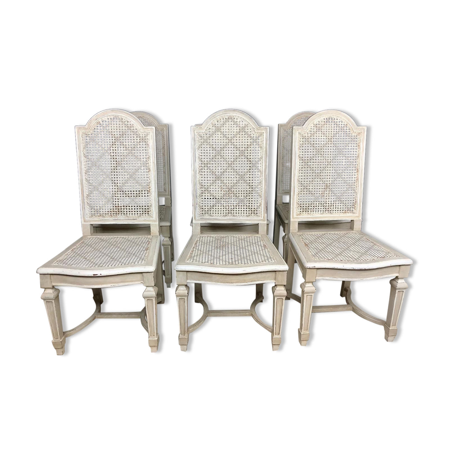 6 patinated Louis XVI style chairs