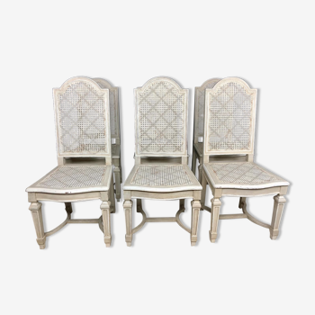 6 chaises patinées de style Louis XVI