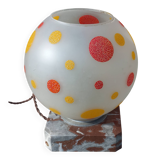 Art Deco night light in marble and enamelled glass from the 1930s.