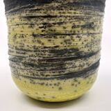 Handmade cracked ceramic vase • 1980s • signed