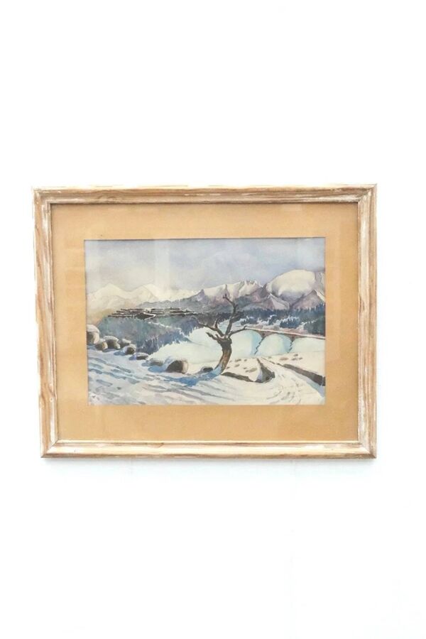 Aquarelle signée de Mont Louis, Catalogne 1934
