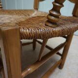 French country provence beech wood armchair with rush wicker seat