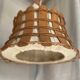 Shabby chic vintage 1960s canvas and wood pendant light
